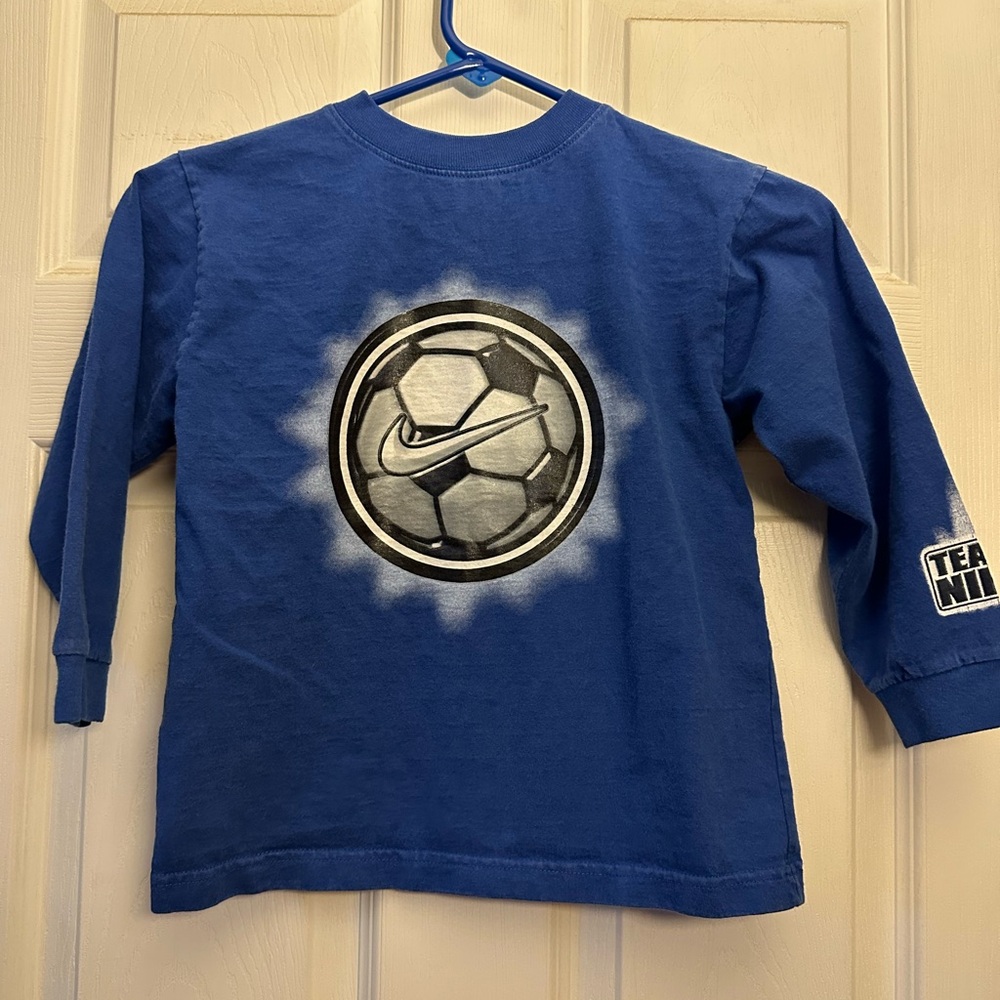 Nike Kids Blue Soccer Graphic Long Sleeve Shirt